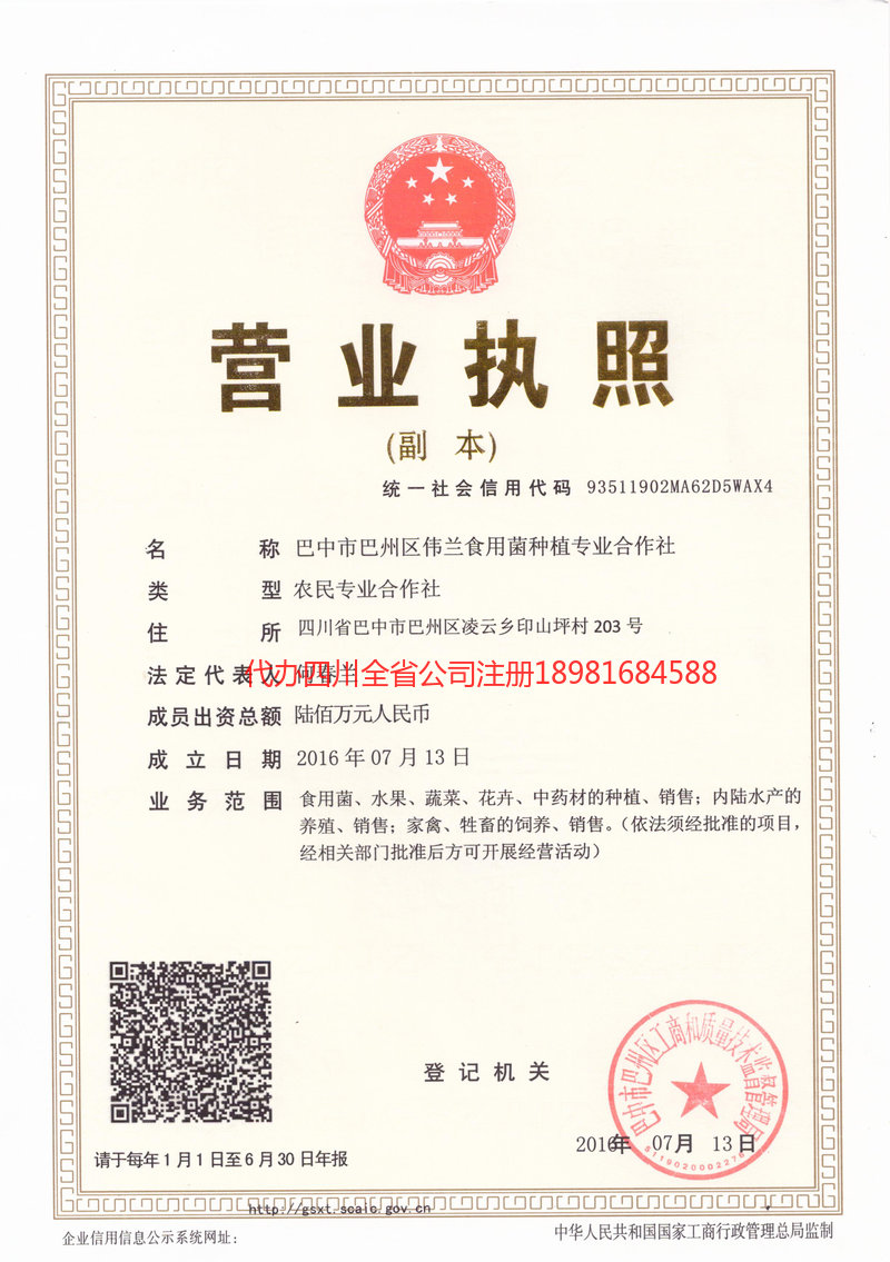 共青城共青城伟兰食用菌种植专业合作社